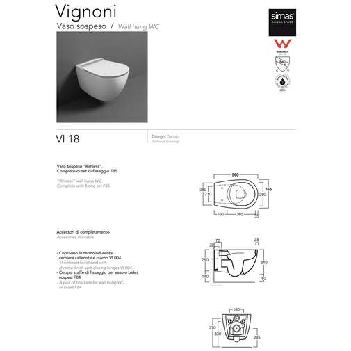 Vaso sospeso rimless Vignoni - Simas 