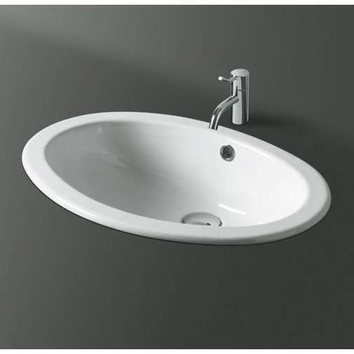 Vasque à encastrer bord plat en céramique blanche 54,5 cm - Marine, Simas