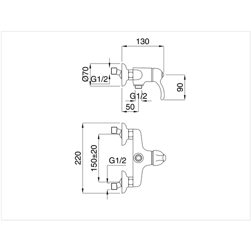 Verchromte Außenbrausebatterie im klassischen Stil - Lem, Rubinetteria Bugnatese
