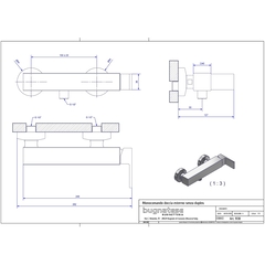 Verchromte externe Brausebatterie, moderner Stil, quadratisch - Tetris, Rubinetteria Bugnatese