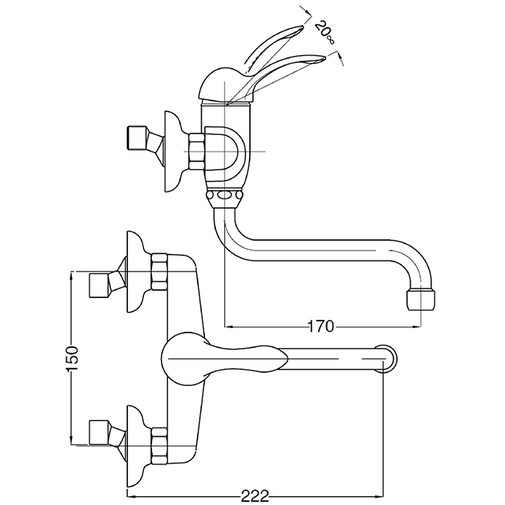 Verchromte Spültischbatterie mit schwenkbarem Auslauf - Lem, Bugnatese