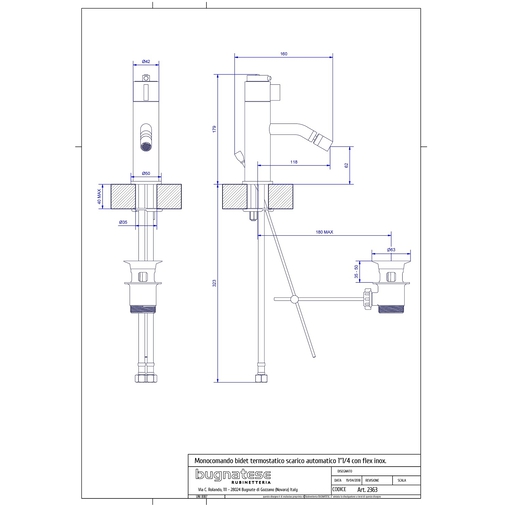 Verchromter Bidet-Thermostat im minimalistischen Stil - Kobuk Fix Rubinetteria Bugnatese