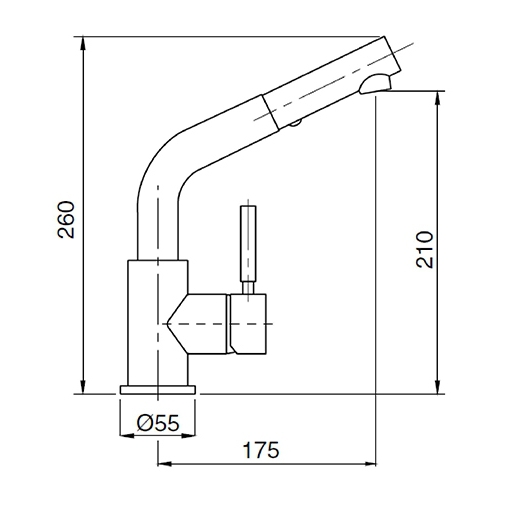 Verchromter Spültischmischer mit ausziehbarer Brause - Kobuk, Bugnatese