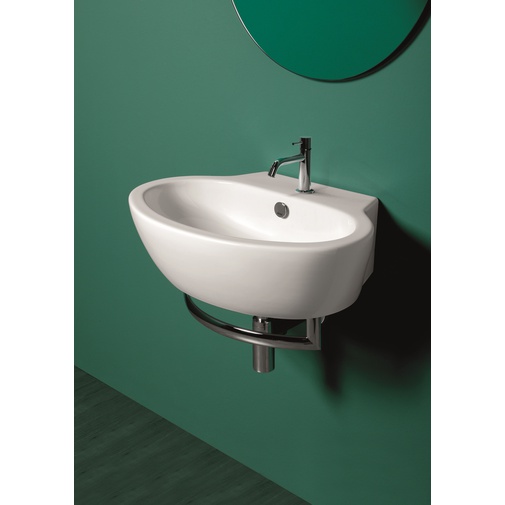 Wall hung or countertop washbasin, oval in white ceramic modern style 60 cm - LFT, Simas
