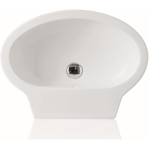 Wall hung or countertop washbasin, oval in white ceramic modern style 60 cm - LFT, Simas
