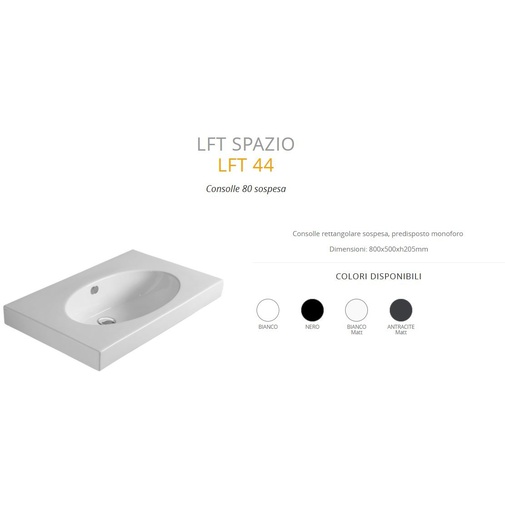 Wall hung washbasin in white ceramic 80x50 cm - LFT, Simas