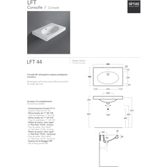 Wall hung washbasin in white ceramic 80x50 cm - LFT, Simas