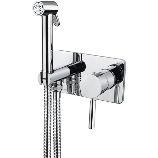 Wall hydrobrush complete with mixer and modern style chromed plate - Kobuk, Rubinetteria Bugnatese