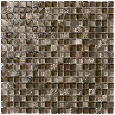 Wall mosaic in marble and glossy glass 29.5x29.5 cm - Brunei Emperador, Boxer