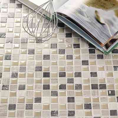 Wall mosaic in stone, ceramic and resin 30x30 cm Wood Stone - Mexical Modern, Boxer