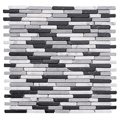Wall mosaic marble tiles, floor/wall tiles 30.5x30.5 cm grey/black - Knosso, Boxer