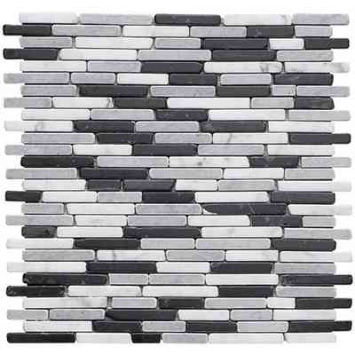 Wall mosaic marble tiles, floor/wall tiles 30.5x30.5 cm grey/black - Knosso, Boxer