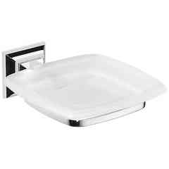 Wall-mounted acid-etched glass soap dish with chromed finishes - Portofino, Colombo Design