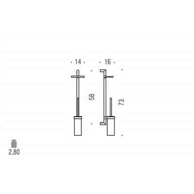 Wall-mounted bathroom accessory complete with roll holder and toilet brush holder in opaque glass - Planets, Colombo Design