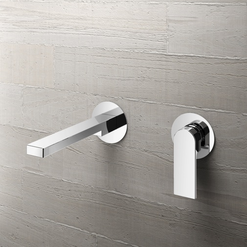 Wall-mounted built-in basin mixer with modern style chromed spout 18 cm spout - Teo, Geda