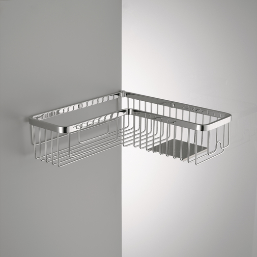 Wall-mounted chromed shower grate with corner tray and stainless steel shelf - Colombo Design