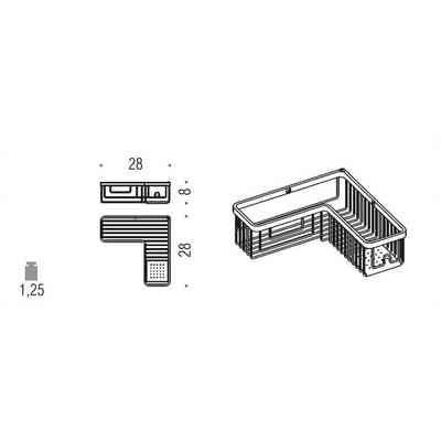 Wall-mounted chromed shower grate with corner tray and stainless steel shelf - Colombo Design