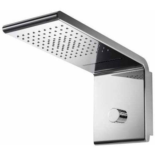 Wall-mounted chromed shower head, 3 jets, one of which is concentrated rain, 20x45cm - Syncro-Rain, Bossini