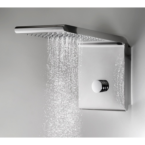 Wall-mounted chromed shower head, 3 jets, one of which is concentrated rain, 20x45cm - Syncro-Rain, Bossini