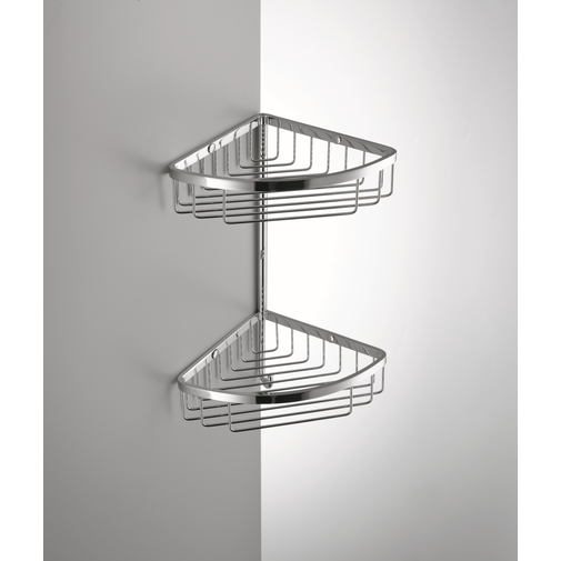 Wall mounted corner shower accessory with two baskets and chromed hook - Colombo Design