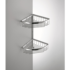 Wall mounted corner shower accessory with two baskets and chromed hook - Colombo Design