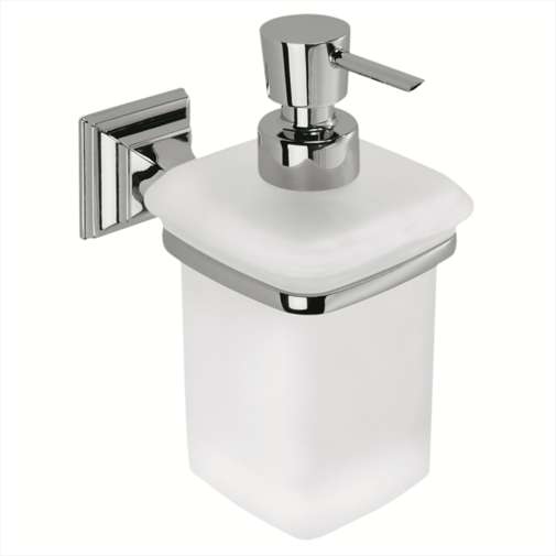 Wall-mounted etched glass soap dispenser with chromed finishes - Portofino, Colombo Design