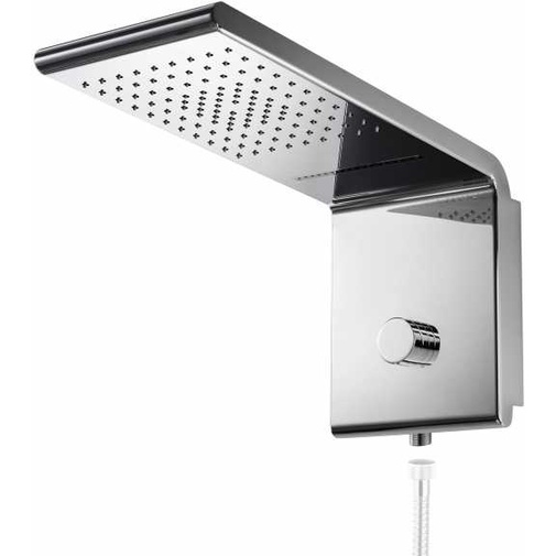 Wall mounted matt brushed steel shower head, 2 jets, 20x45 cm - Syncro-Rain Renovation, Bossini