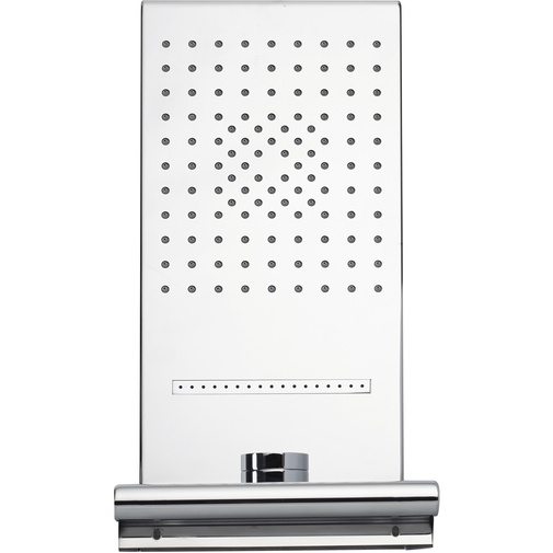 Wall-mounted matt brushed steel shower head, 3 jets including 1 Concentrated Rain, 20x45 cm - Syncro-Rain, Bossini