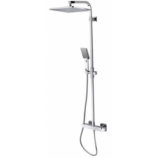 Wall mounted shower column, 28x28cm shower head, 2 jets hand shower and mixer - Cosmo, Bossini