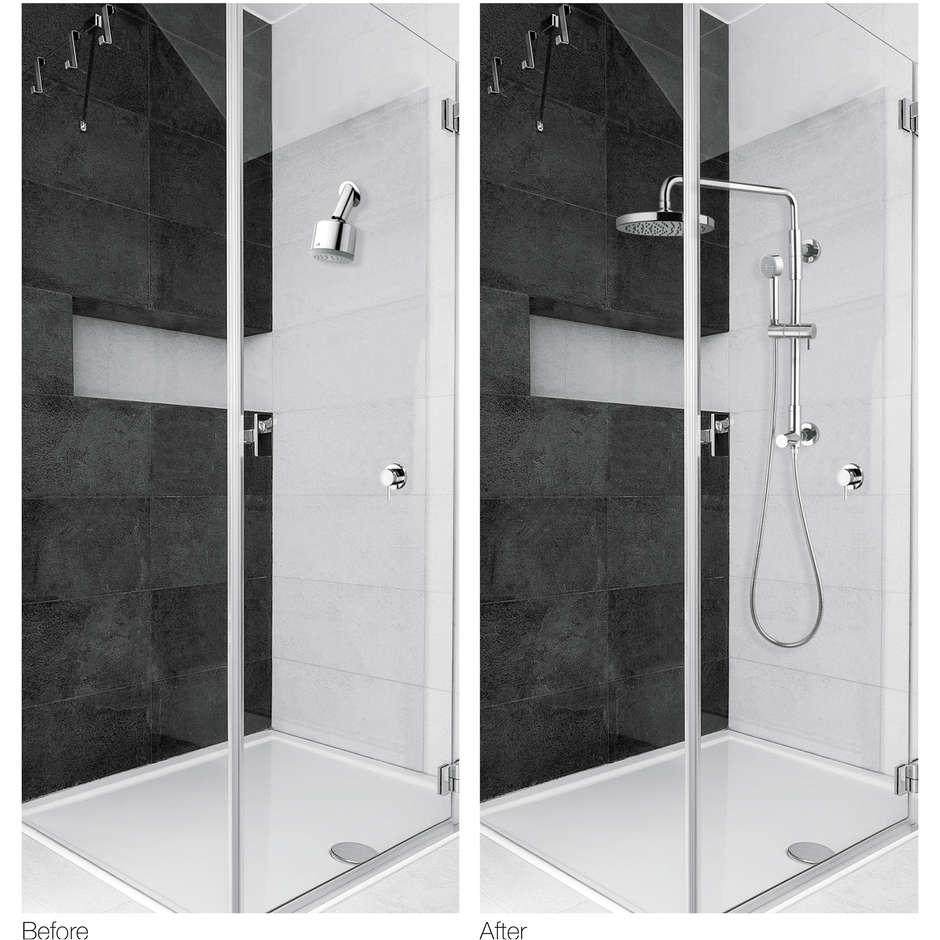 Wall mounted shower column 59 cm, 25 cm shower head, sliding rail - Gio Renovation, Bossini