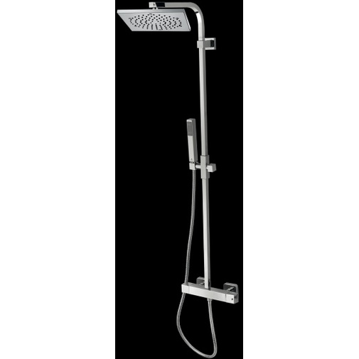 Wall mounted shower column with 26x26 cm shower head, hand shower and thermostatic mixer - Cosmo, Bossini