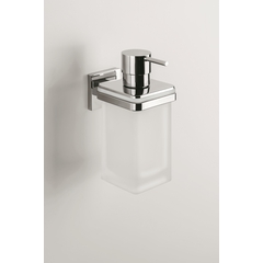 Wall mounted soap dispenser, etched glass with chromed finishes - Basic Q, Colombo Design