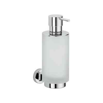 Wall-mounted soap dispenser, modern rounded, etched glass with chromed finishes - Nordic, Colombo Design