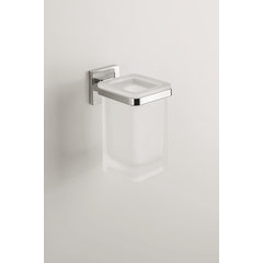 Wall mounted square tumbler holder in opaque glass with chrome finish - Basic Q, Colombo Design