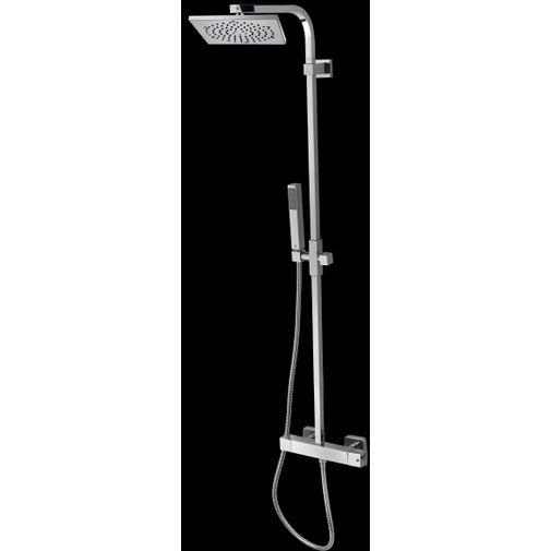Wall shower column with 21x21cm shower head, sliding rail, thermostat mixer. - Cosmos, Bossini