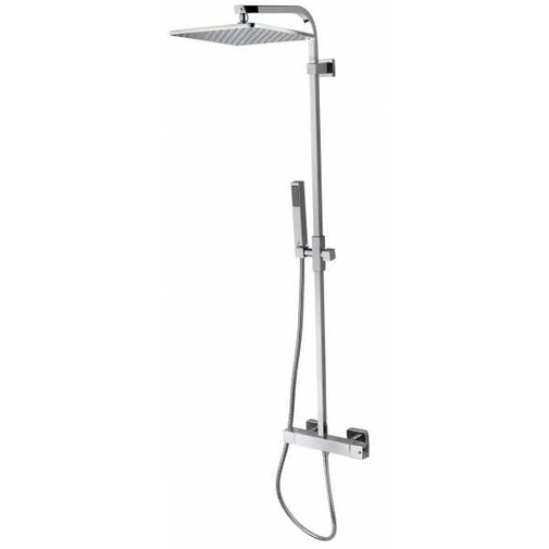 Wall shower column with 28x28cm shower head, sliding rail, thermostatic mixer - Cosmo, Bossini