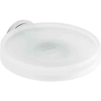 Wall soap holder in round opaque glass and chromed finishes - Nordic, Colombo Design