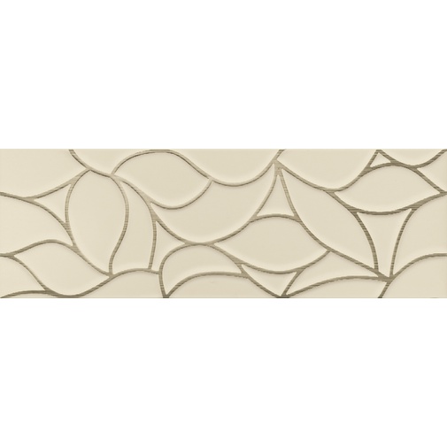 Wall tile decorated with flowers and gold finishes, Beige, 33,3x100 cm - Comfort G, Dom Ceramiche
