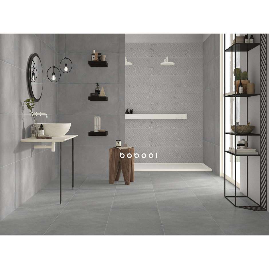 Wall tile with Chevron arrow insert, Grey, 33.3x100 cm - Concretus, Dom Ceramiche