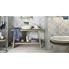 Wall tile with patchwork decoration, white and blue, 20x50 cm - Paint, Marazzi