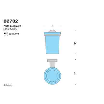 Wall tumbler holder in opaque glass with classic style chrome finish - Basic, Colombo Design