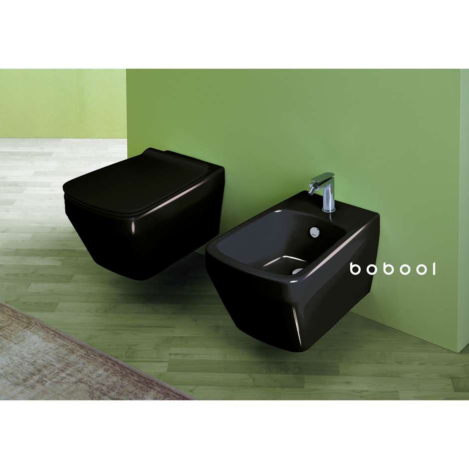 Wand-Bidet im modernen Stil komplett mit glänzend schwarzem Befestigungsset - Baden Baden, Simas