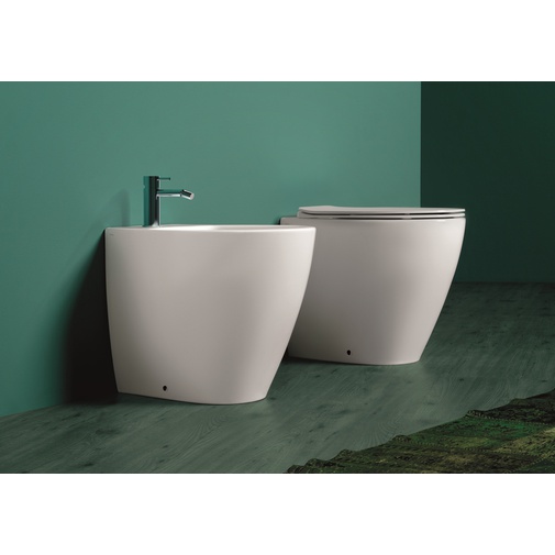 Wandbündiges Bidet in modernem Design aus glänzend weißer Keramik - LFT, Simas