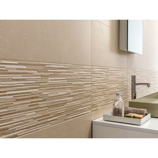 Wandfliese, Reliefstreifen Beige, 25x60 cm, Wall - Concretus, Dom Ceramiche