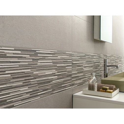 Wandfliese, Reliefstreifen Grau, 25x60 cm, Wall - Concretus, Dom Ceramiche
