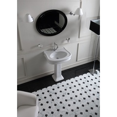 Wandhängendes Einloch-Waschbecken im Retro-Stil aus weißer Keramik 70 cm - Lante, Simas