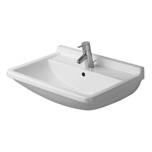Wandhängendes Einloch-Waschbecken mit weißem Überlauf 60 cm - Starck 3, Duravit