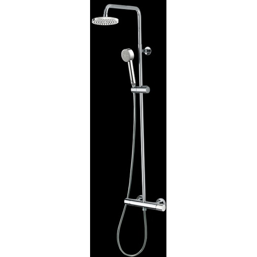 Wandmontierte verchromte Duschsäule, runder Duschkopf 20 cm, Gleitstange, Elios-Mischer, Bossini