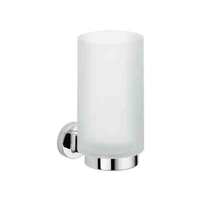 Wandmontierter runder Becherhalter aus opakem Glas mit Chrom-Finish – Nordic, Colombo Design