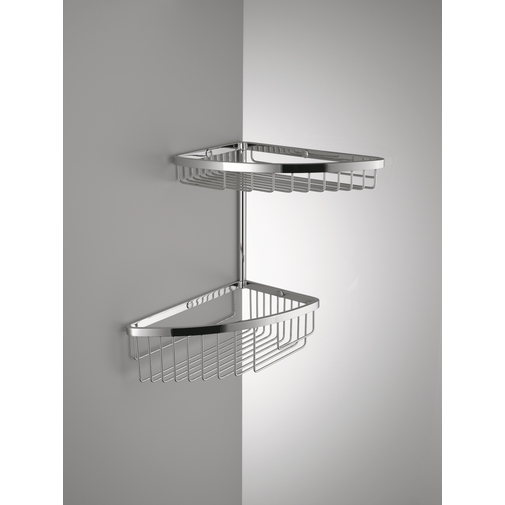 Wandmontiertes Eckduschzubehör mit zwei verchromten Körben im modernen Stil - Colombo Design